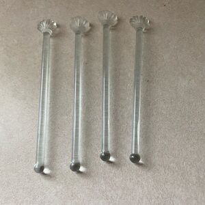 Vintage Glass Stir Sticks Set of 4 ,